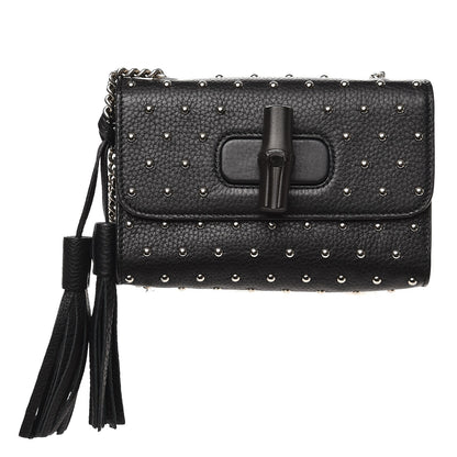 Gucci Calfskin Small Studded Miss Bamboo Shoulder Bag Black 1 of 7