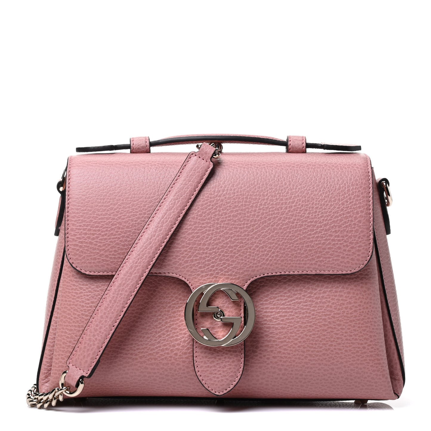 Dollar Calfskin Interlocking G Top Handle Shoulder Bag Soft Pink