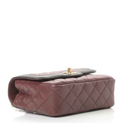 Chanel Lambskin Quilted Mini Two Tone Day Flap Burgundy 4 of 11