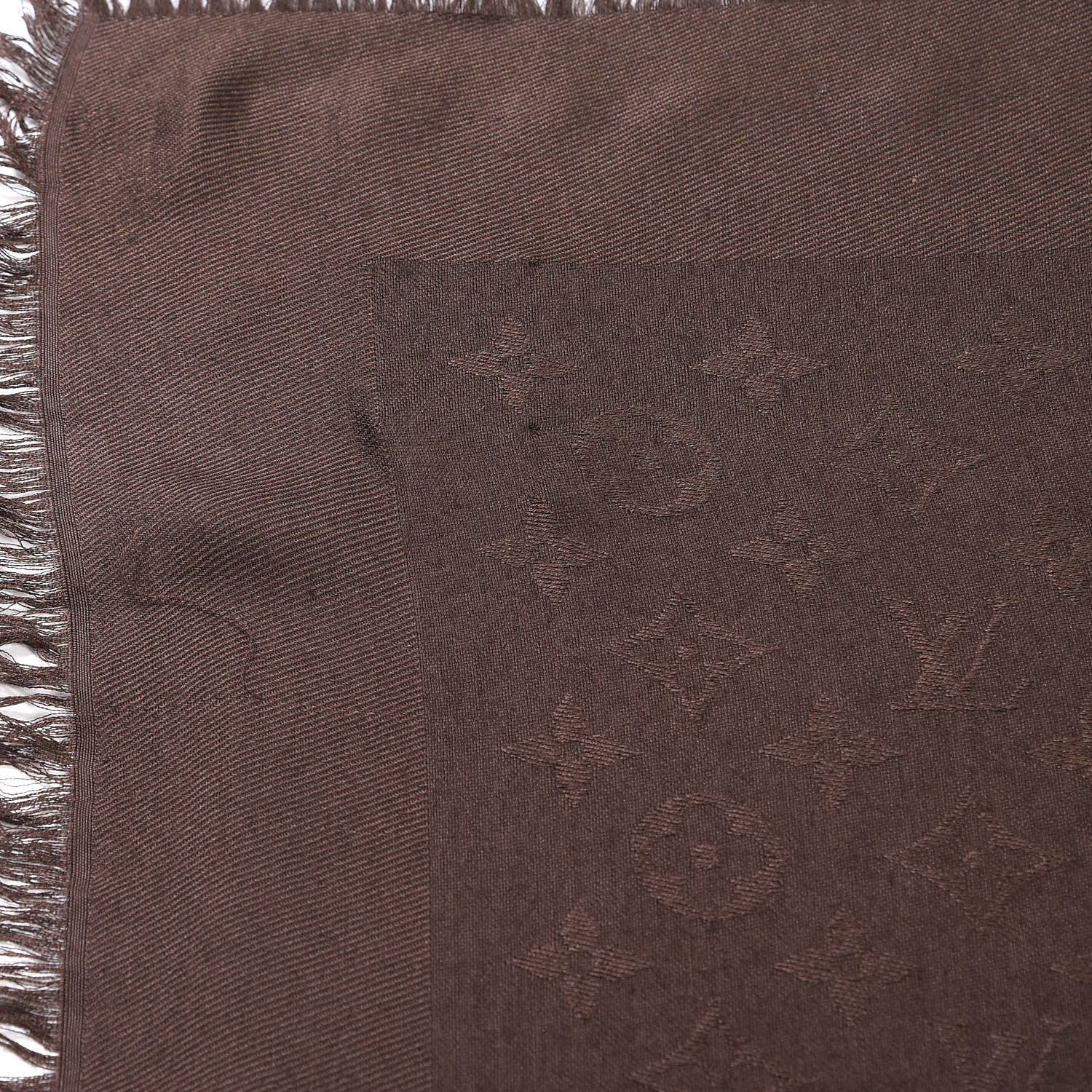 Louis Vuitton Wool Silk Monogram Shawl Chocolate 5 of 6