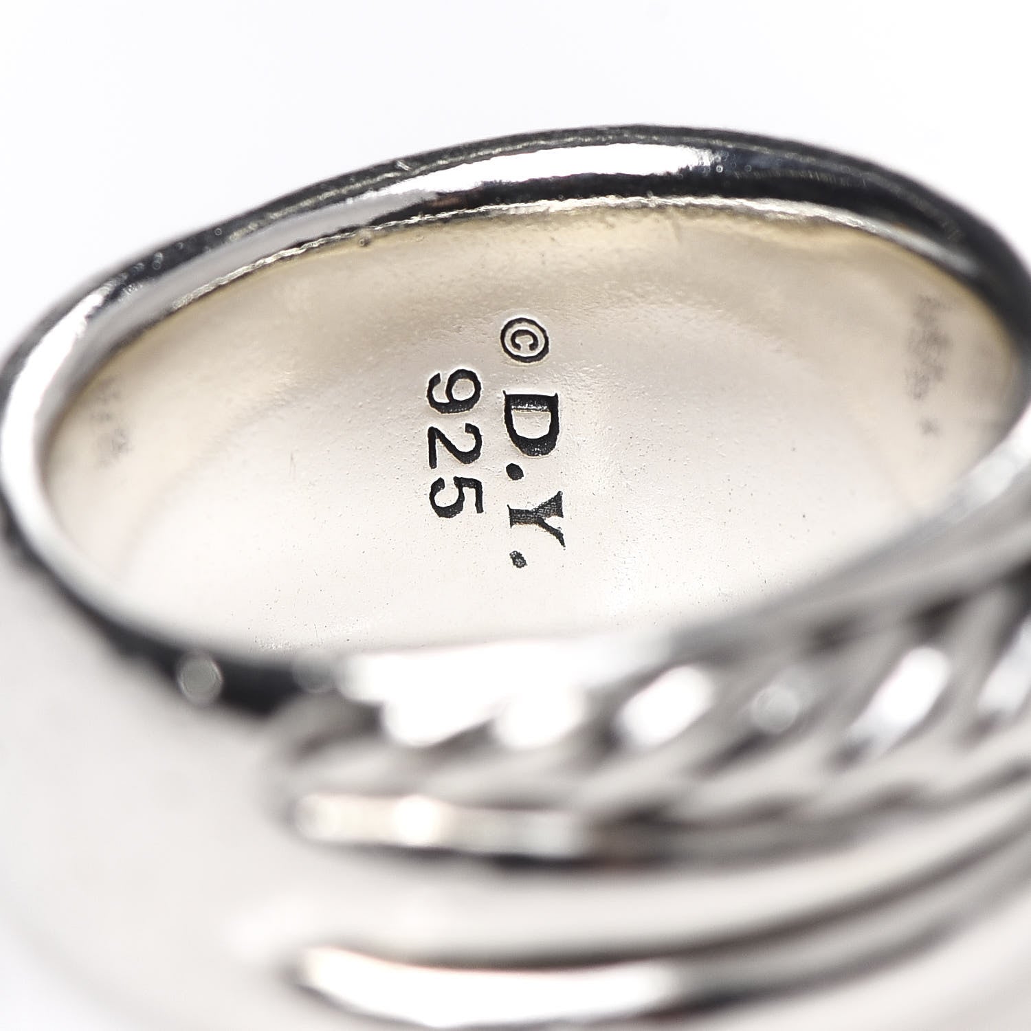 David Yurman Sterling Silver 12mm Crossover Cable Ring 51 5.75 4 of 4