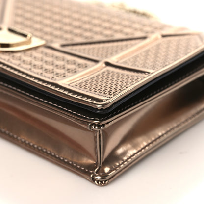 Christian Dior Metallic Patent Micro-Cannage Diorama Wallet on Chain Pouch Gold 8 of 10