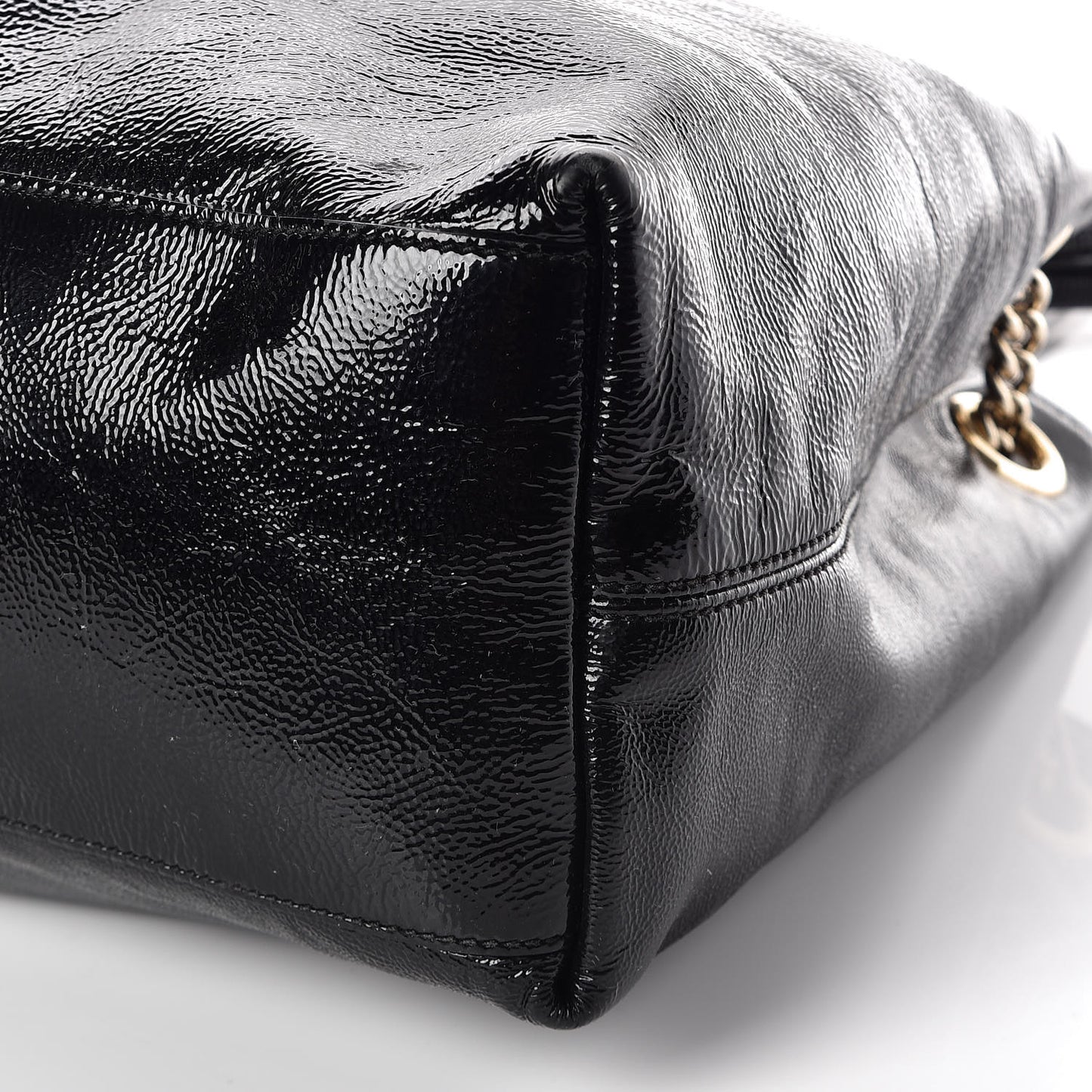 Patent Medium Soho Chain Shoulder Bag Black