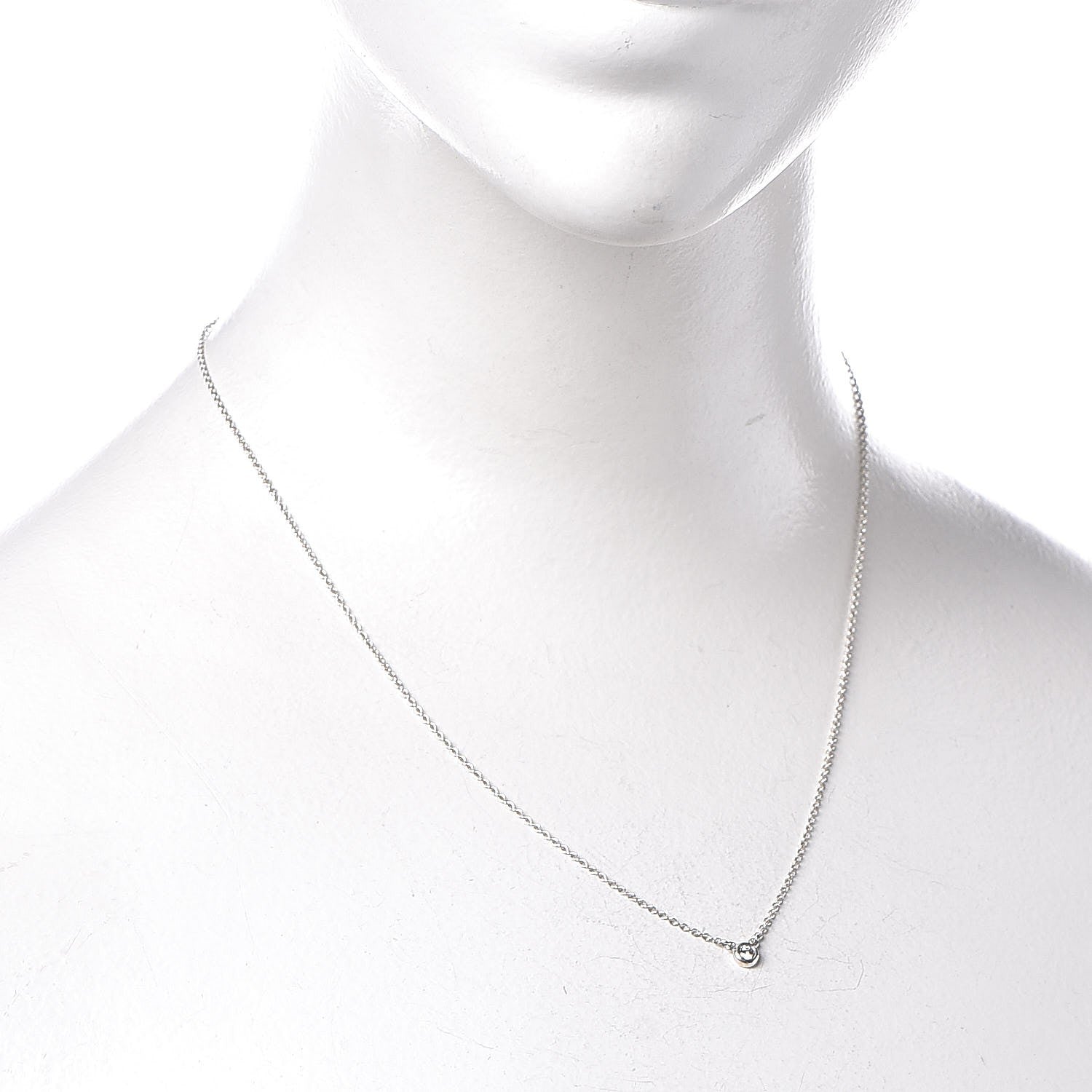 Tiffany Sterling Silver Diamond .05ct Elsa Peretti Diamonds by the Yard Pendant Necklace 2 of 8