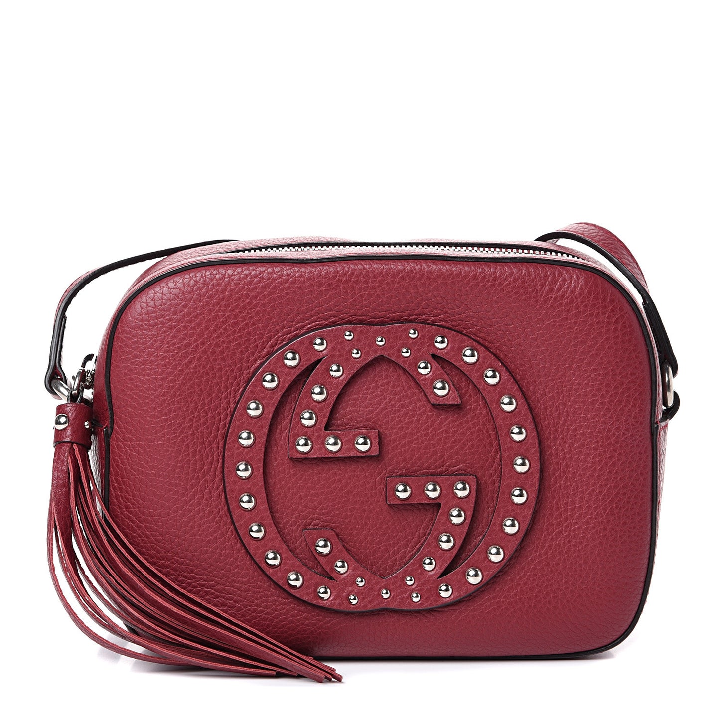 Pebbled Calfskin Studded Small Soho Disco Bag Soft Burgundy