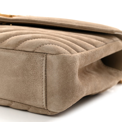 Saint Laurent Suede Matelasse Chevron Monogram Medium College Bag Matte Gold 10 of 10