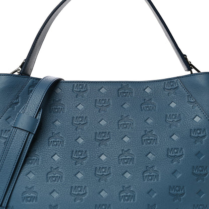 MCM Calfskin Ottomar Monogram Large Klara Hobo Luft Blue 7 of 9