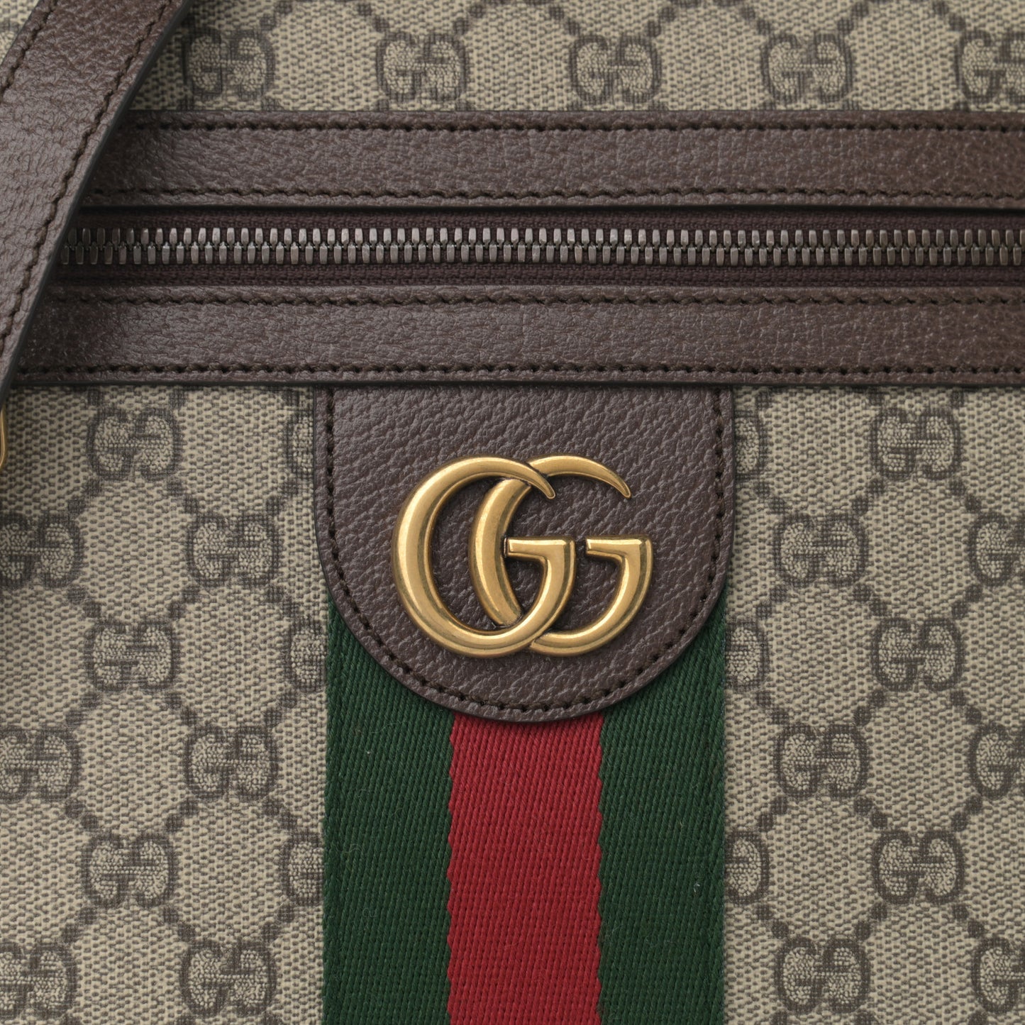 GG Supreme Monogram Web Small Ophidia Messenger Bag Brown