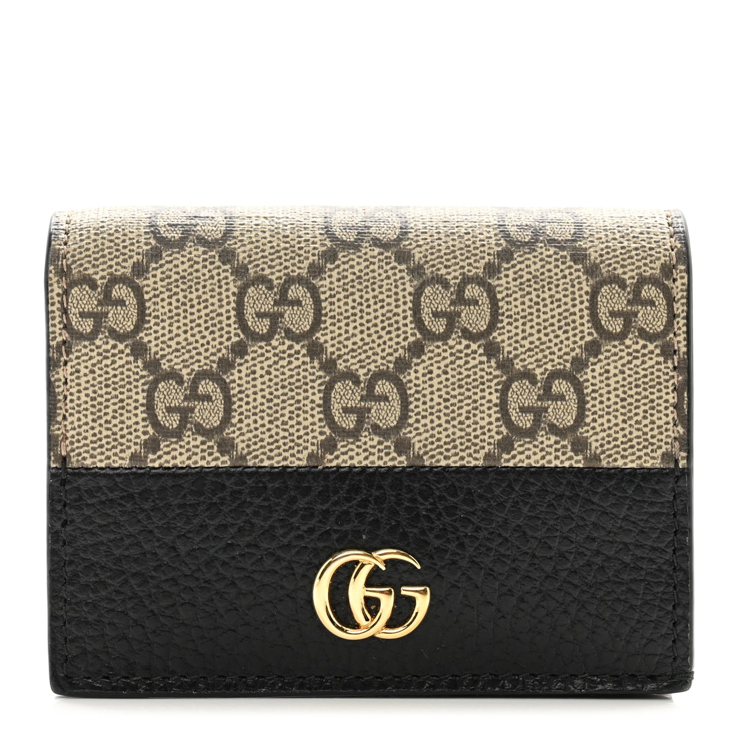 Dollar Calfskin GG Supreme Monogram GG Marmont Card Case Black Beige Ebony