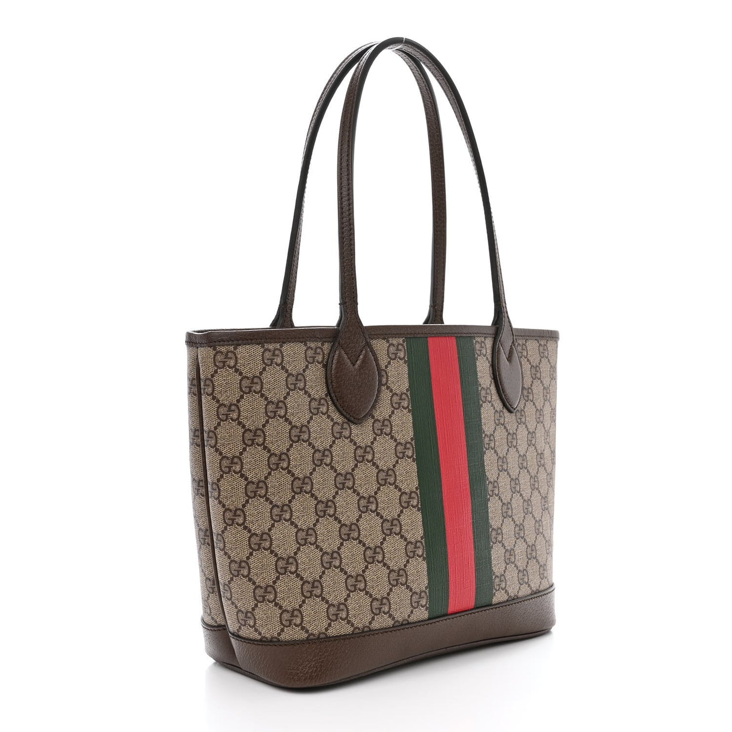 GG Supreme Monogram Textured Dollar Calfskin Web Small Ophidia Tote Beige Ebony New Acero