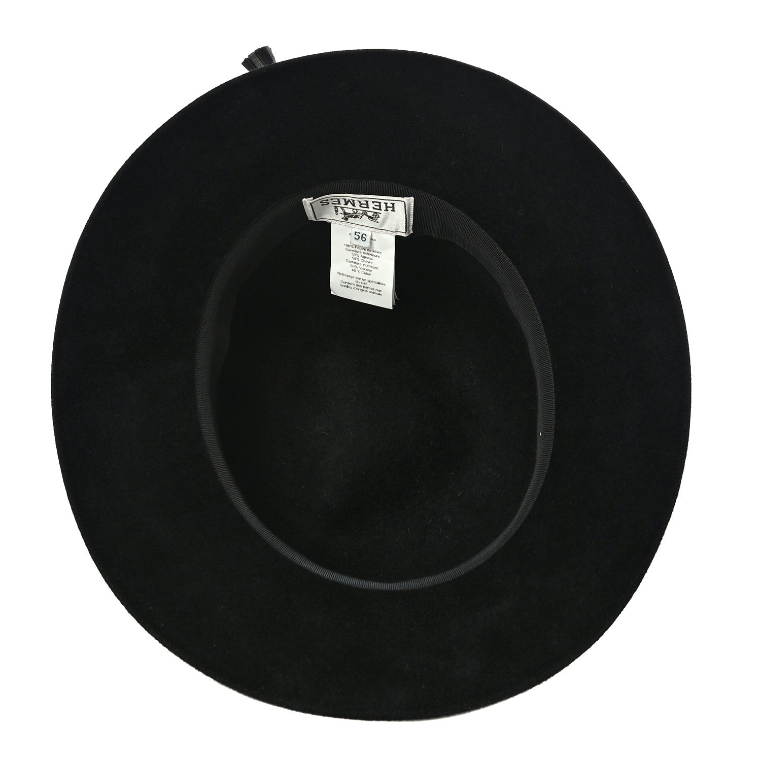 Hermes Felt Goatskin Lambskin Hat 56 Black 5 of 7