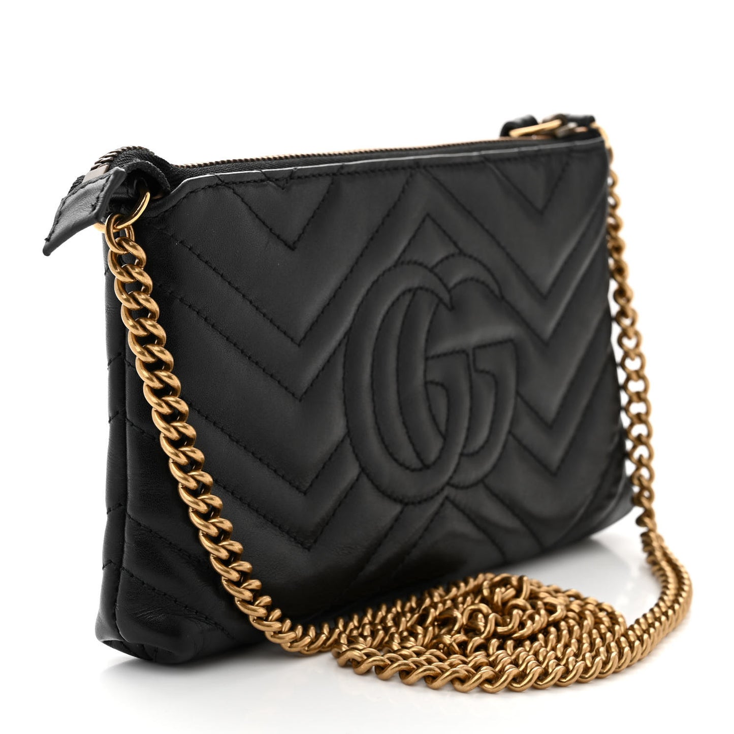 Calfskin Matelasse Mini GG Marmont Chain Bag Black