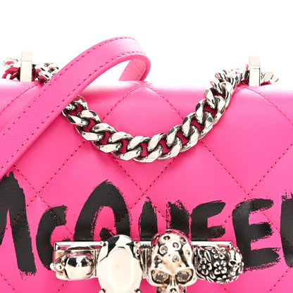 Alexander McQueen Nappa Quilted Graffiti Skull Knuckle Crossbody Bobby Pink Black 8 of 11