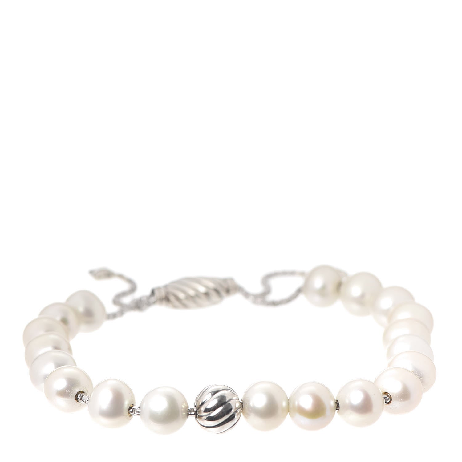David Yurman Sterling Silver Pearl 8mm Spiritual Bead Bracelet 1 of 4