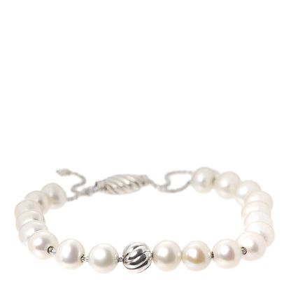 David Yurman Sterling Silver Pearl 8mm Spiritual Bead Bracelet 1 of 4