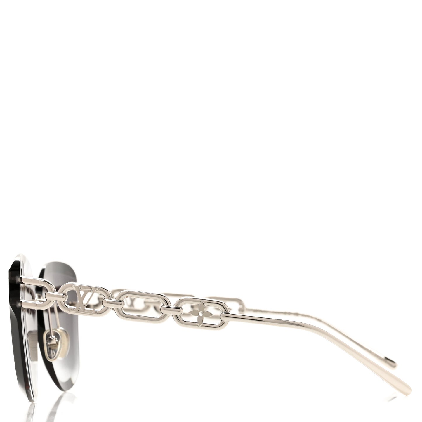 Metal Rimless LV Jewel Cat Eye Sunglasses Z1626U Silver Black