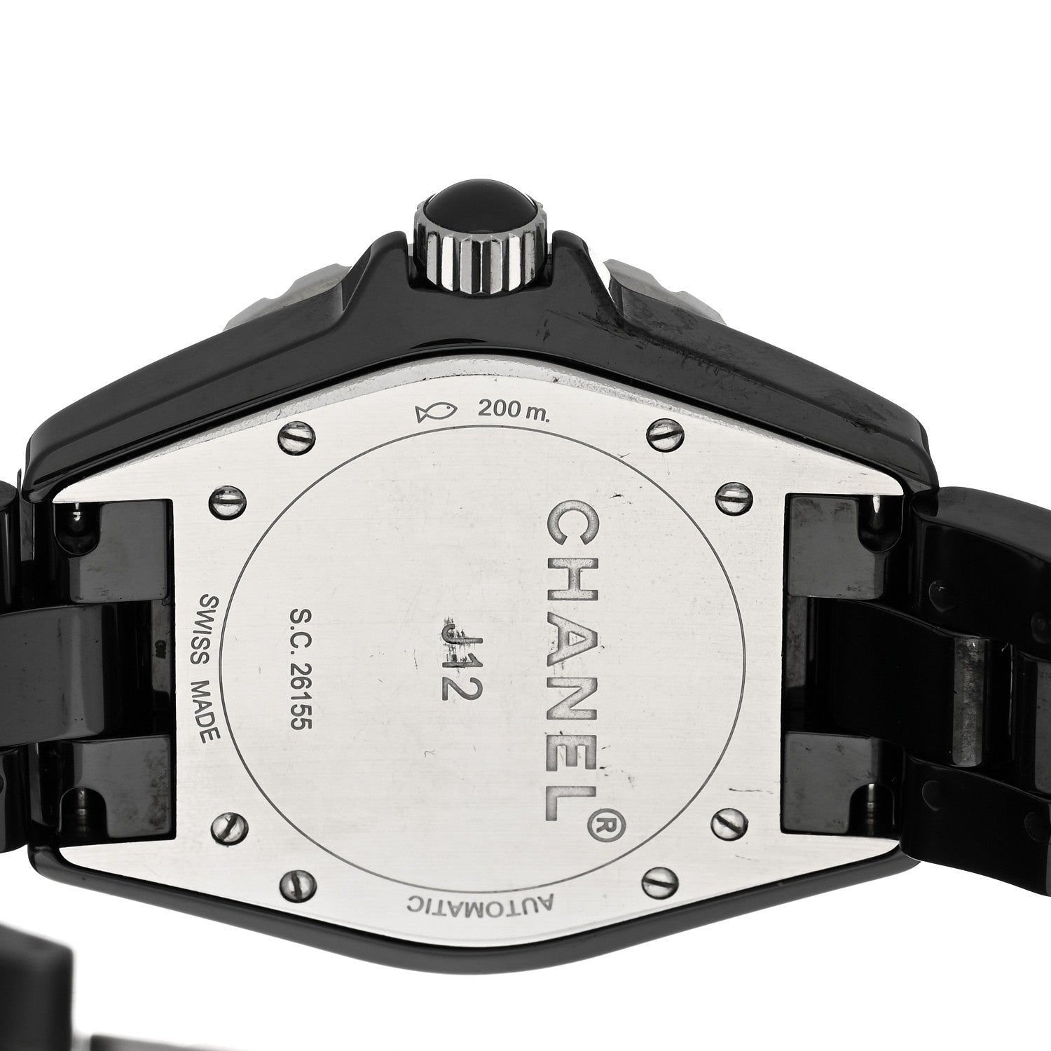 Chanel Stainless Steel Ceramic Diamond 38mm J12 Automatic Watch Black 4 of 5
