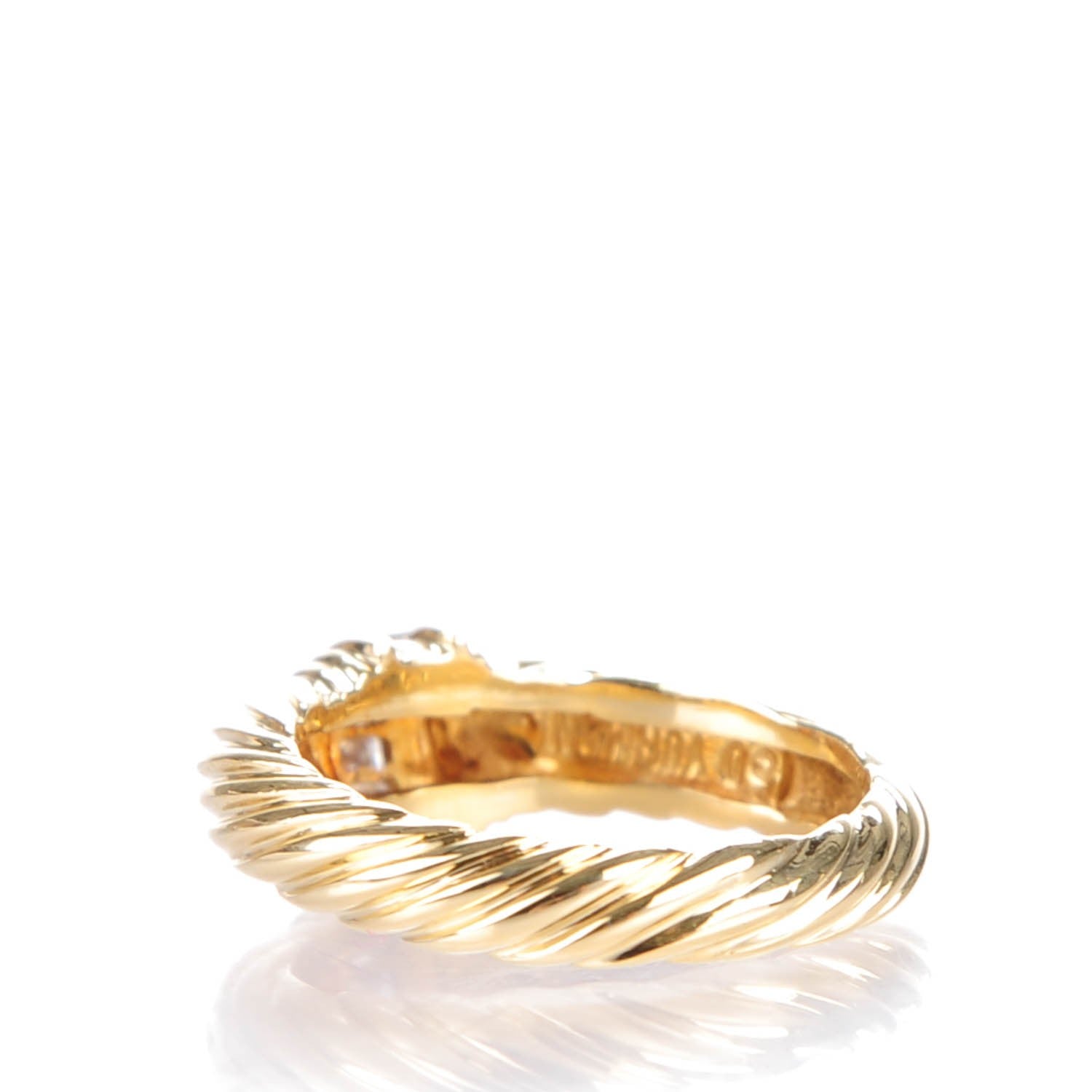 David Yurman 18K Yellow Gold Diamond Cable Ring 7.5 3 of 5