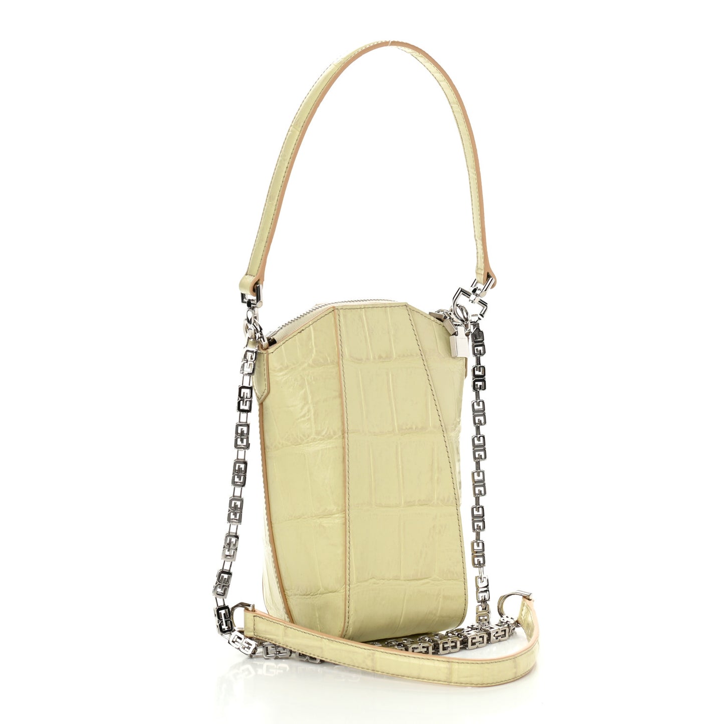 Calfskin Crocodile Embossed Mini Vertical Antigona Natural