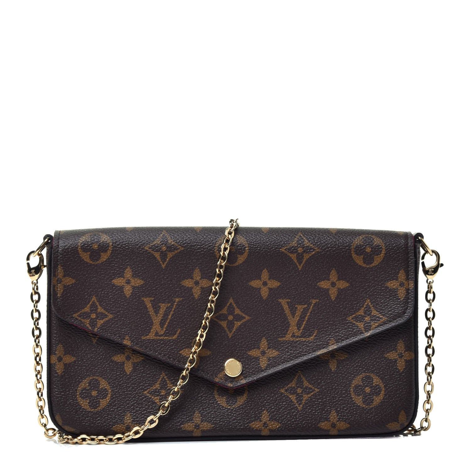 Louis Vuitton Monogram Pochette Felicie Chain Wallet Fuchsia 1 of 10