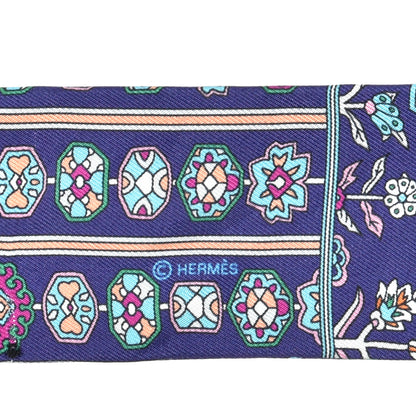 Hermes Silk Tapis Persans Twilly Vert Bleu Fuchsia 3 of 3