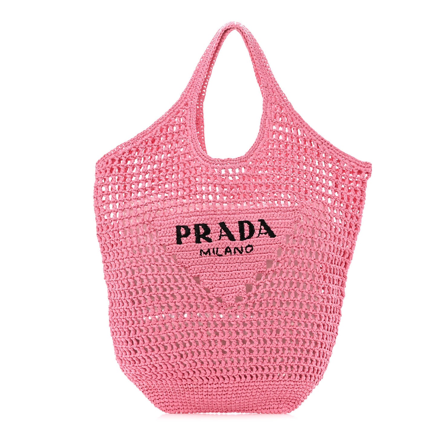 Yarn Raffia Effect Crochet Logo Embroidered Shopping Tote Bag Petalo