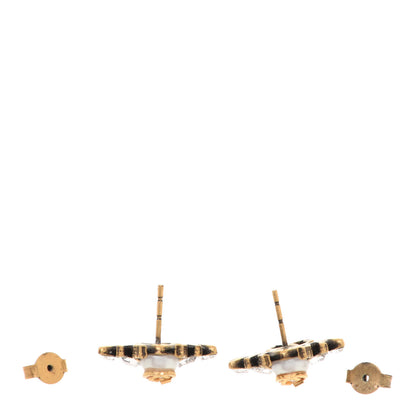 Gucci Crystal Pearl GG Bee Earrings Gold 3 of 5