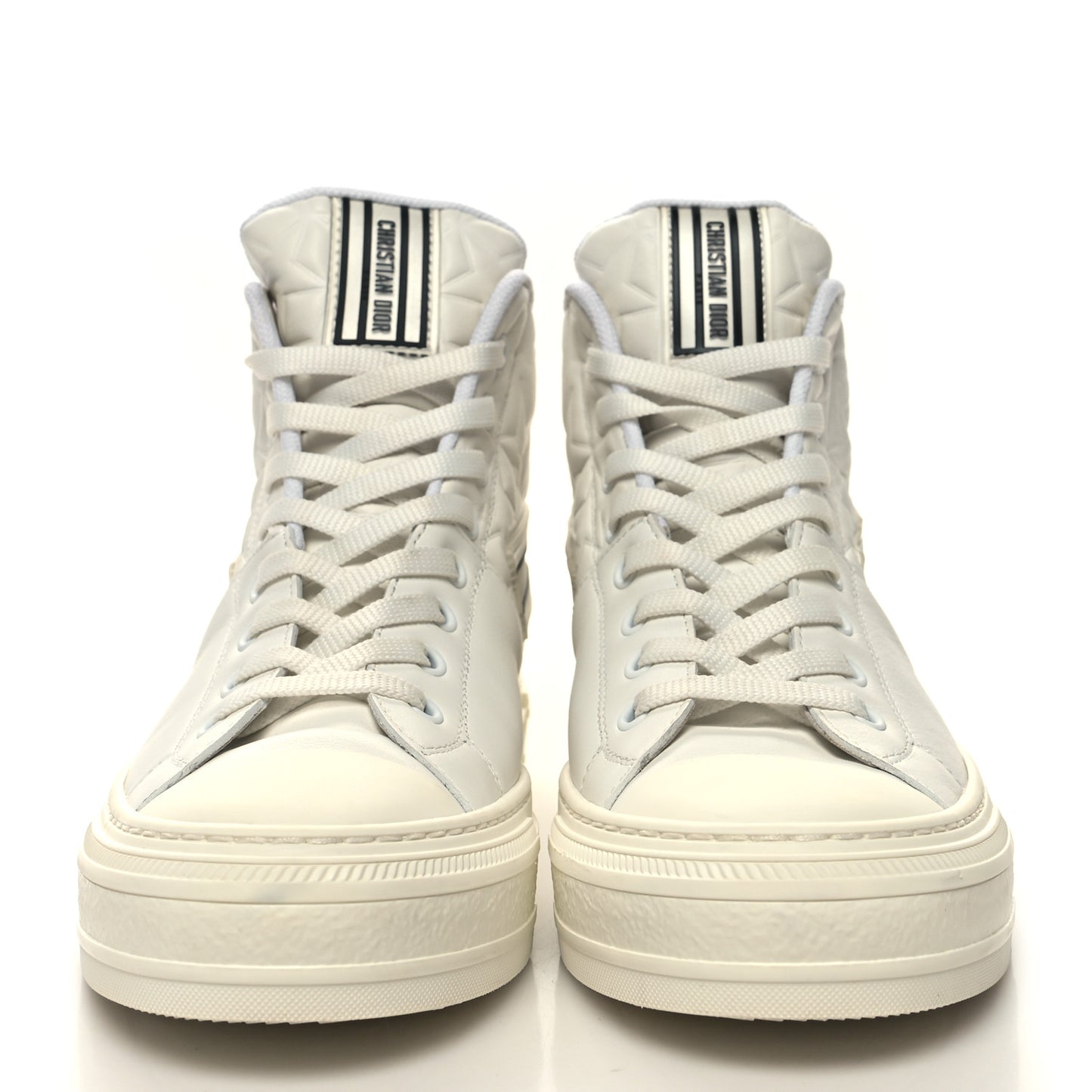 Calfskin Walk'N'Dior Star High Top Sneakers 39 White