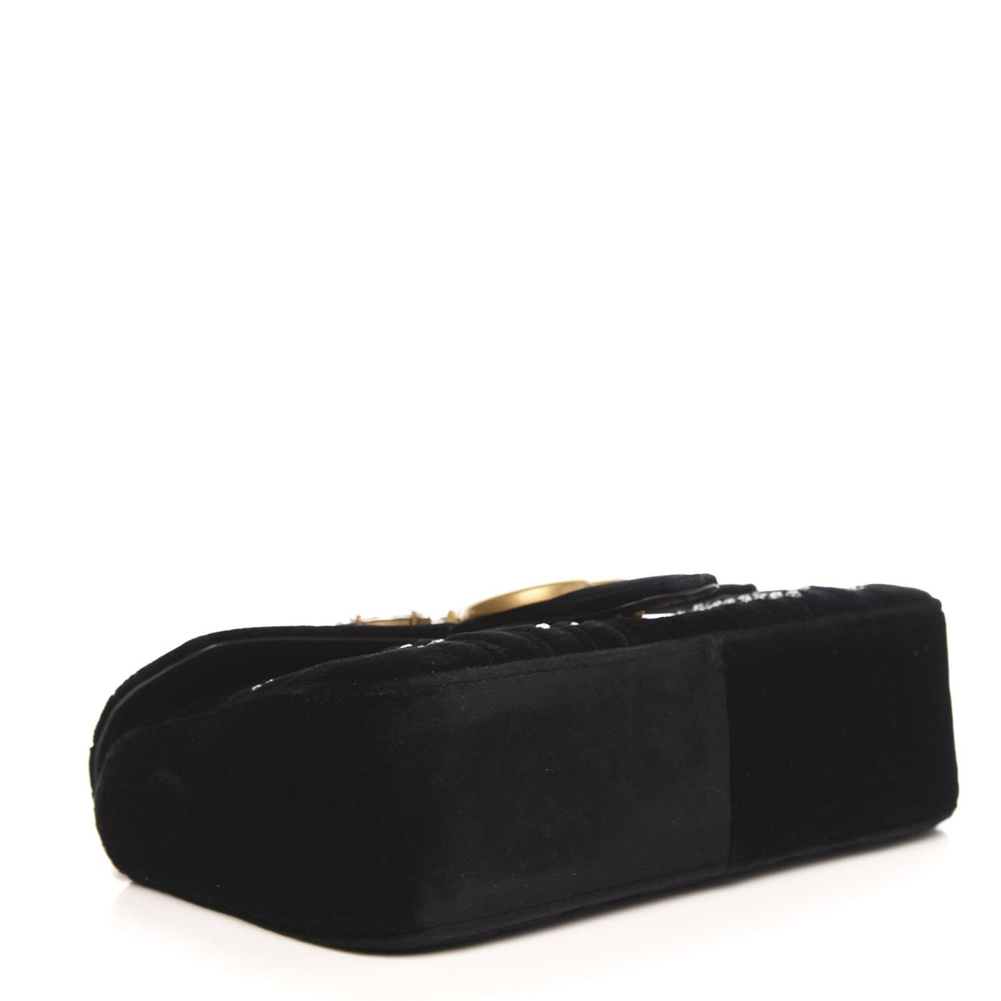 Velvet Matelasse Marquise Crystals Embroidered Small GG Marmont Shoulder Bag Black