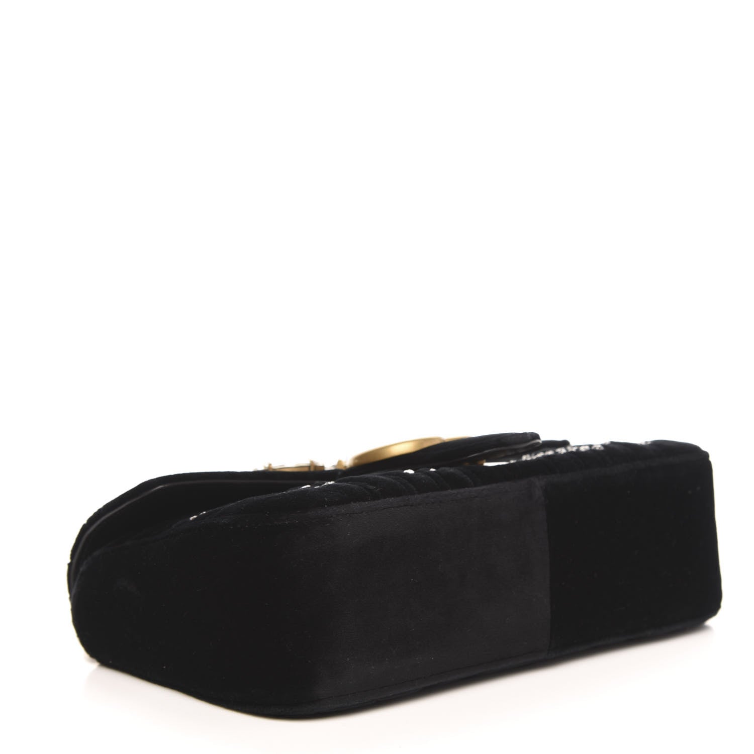 Gucci Velvet Matelasse Marquise Crystals Embroidered Small GG Marmont Shoulder Bag Black 4 of 10