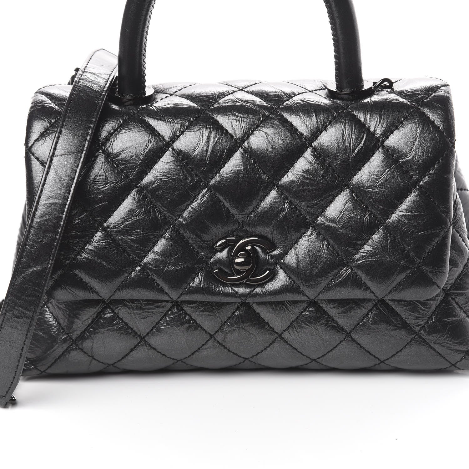 Chanel Aged Calfskin Quilted Mini Coco Handle Flap So Black 9 of 10