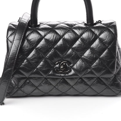 Chanel Aged Calfskin Quilted Mini Coco Handle Flap So Black 9 of 10