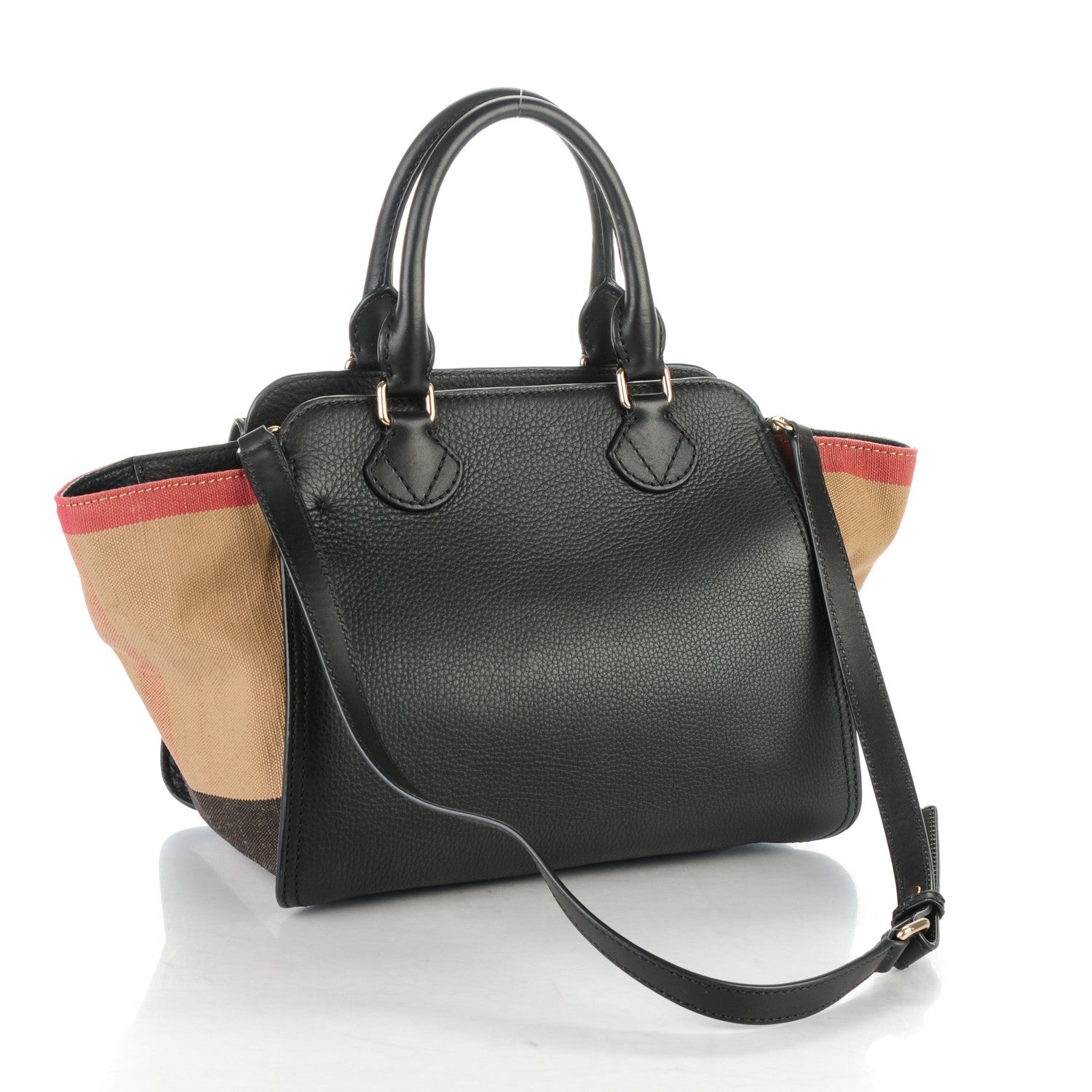 Burberry Mega Check Grained Calfskin Medium Harcourt Satchel Black 3 of 8