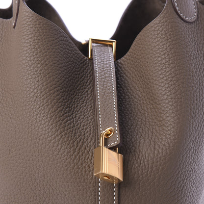 Hermes Taurillon Clemence Picotin Lock 22 MM Etoupe 11 of 11