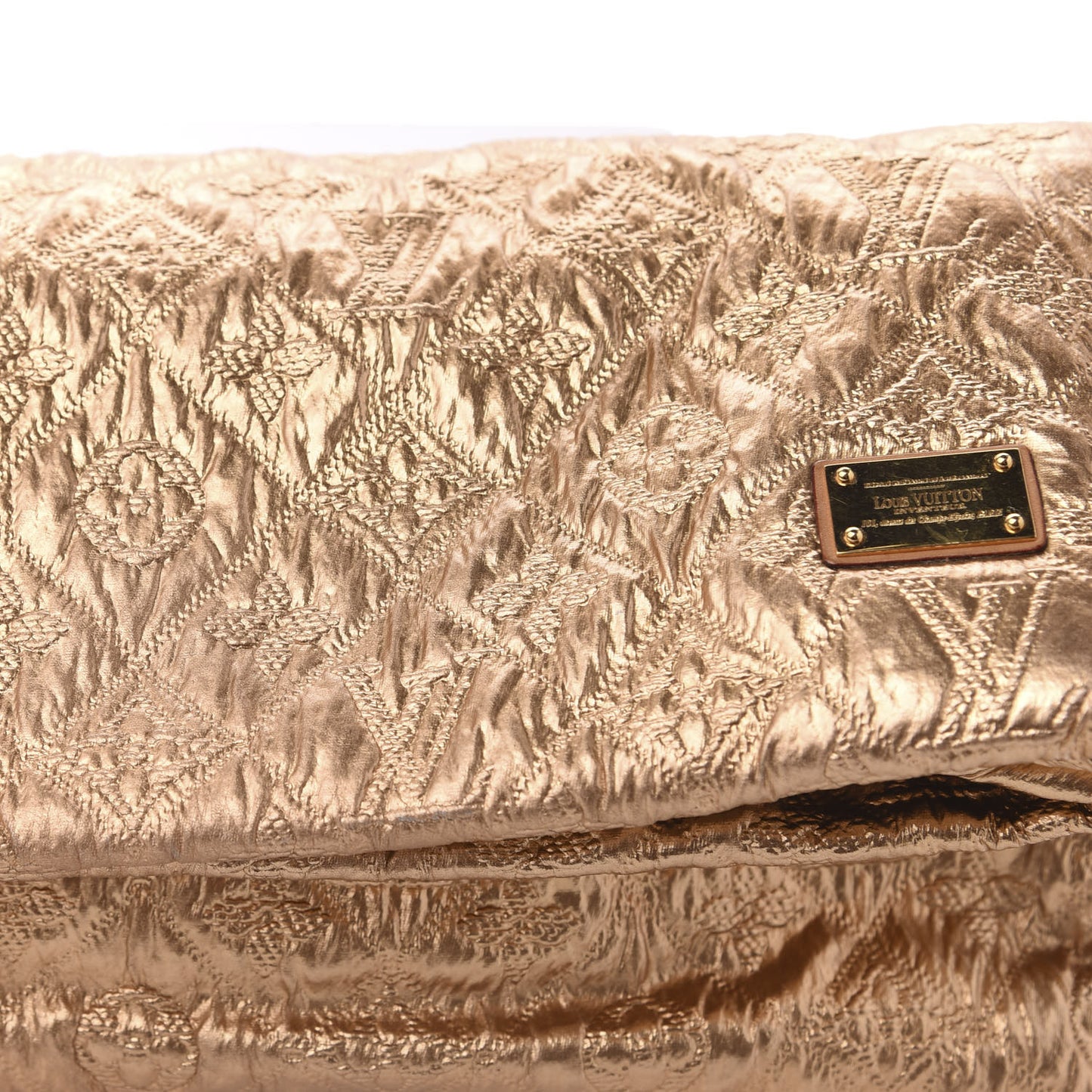 Jacquard Quilted Monogram Limelight Clutch MM Gold