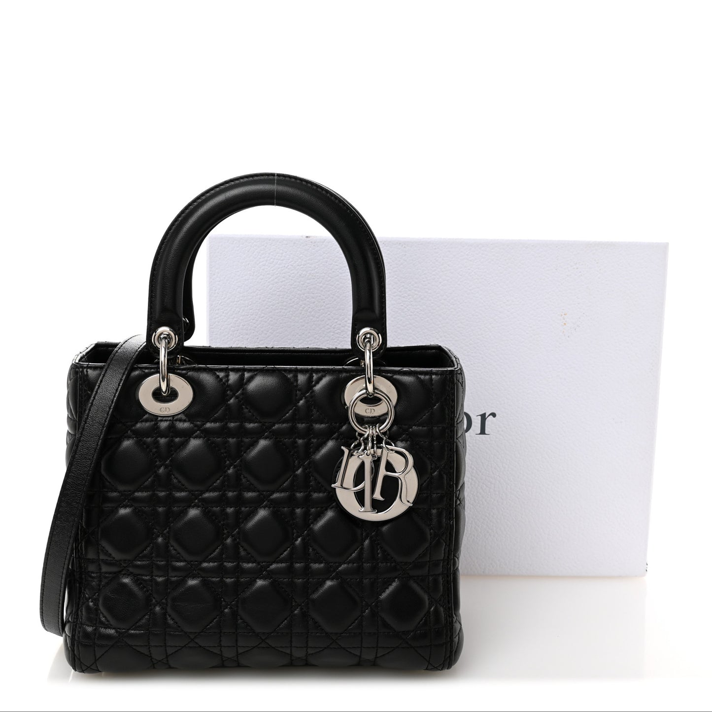 Lambskin Cannage Medium Lady Dior Black