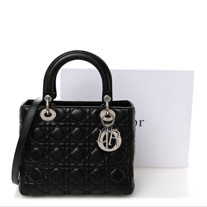 Christian Dior Lambskin Cannage Medium Lady Dior Black 12 of 12