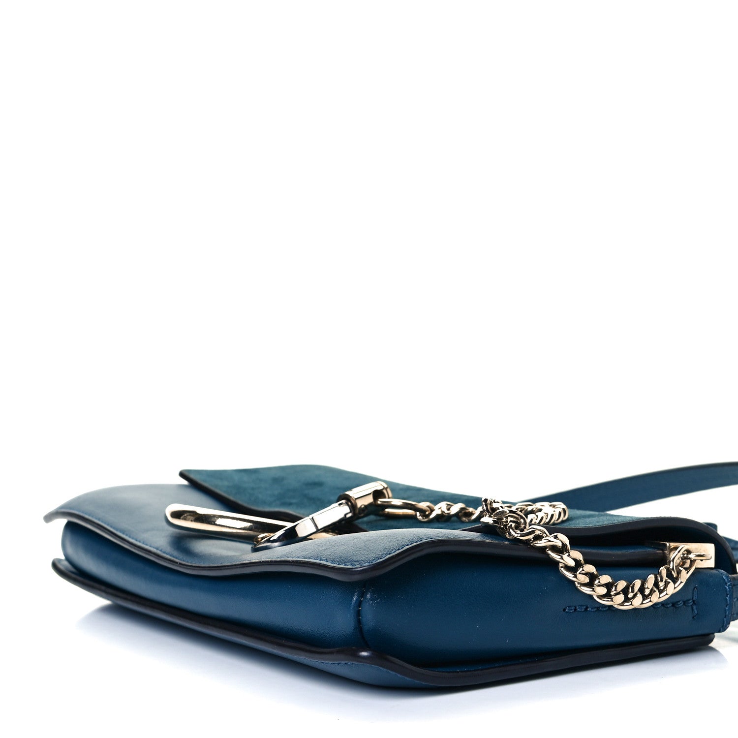 Chloe Suede Calfskin Small Faye Shoulder Bag Majolica Blue 4 of 7