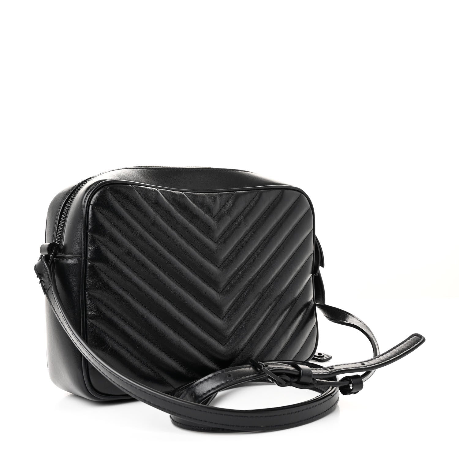 Saint Laurent Calfskin Matelasse Monogram Monochrome Lou Camera Bag Black 3 of 11