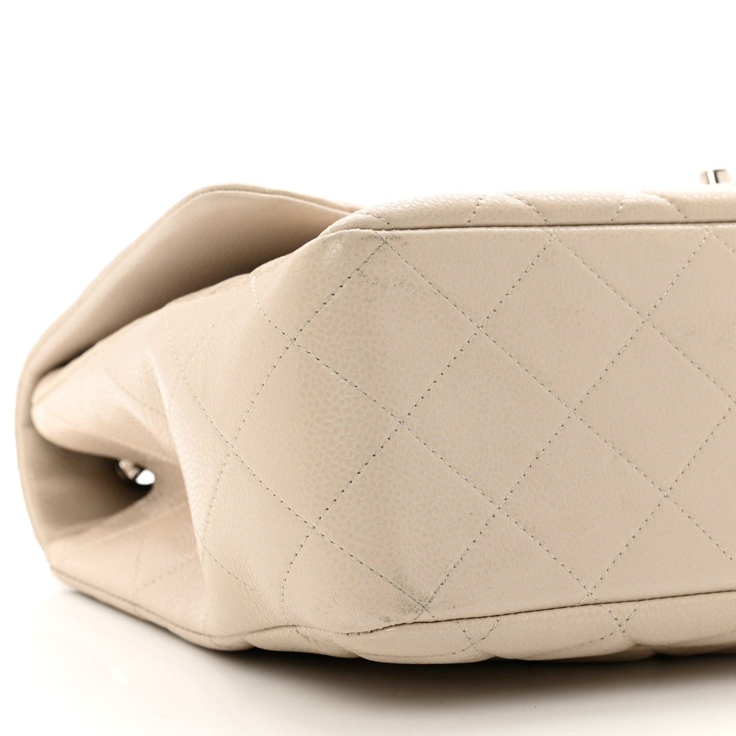 Caviar Jumbo Single Flap Light Beige