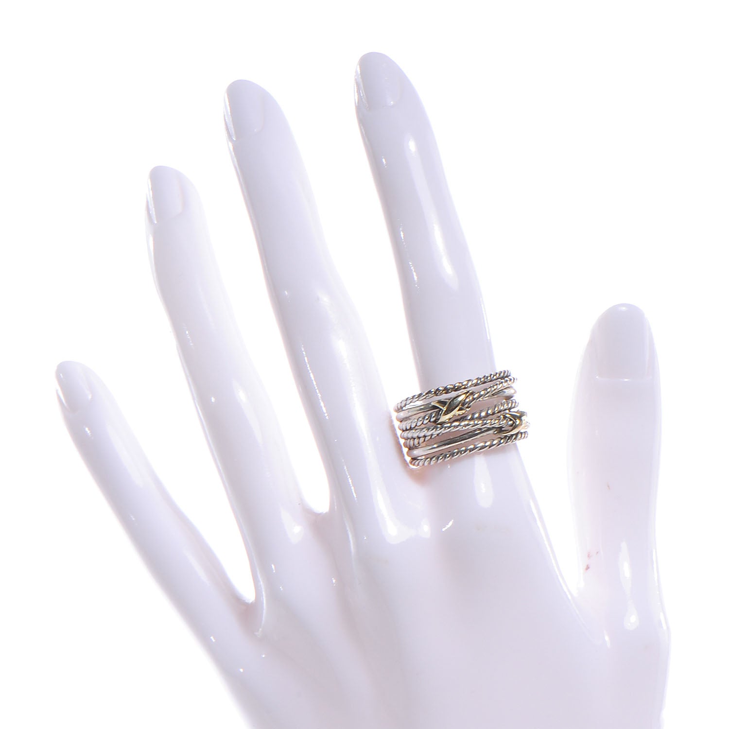 David Yurman 18k Gold Sterling Silver Double X Crossover Ring 8.5 5 of 5