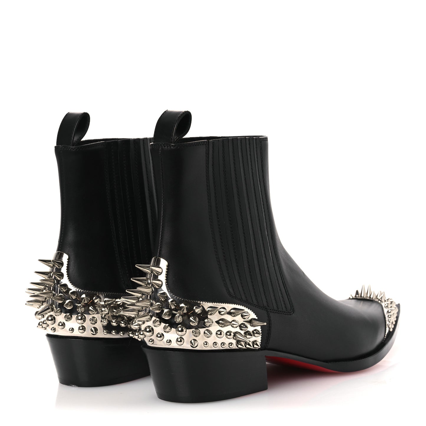 Calfskin Spiked Mens Chelviss Meteor Flat Ankle Boots 43 Black