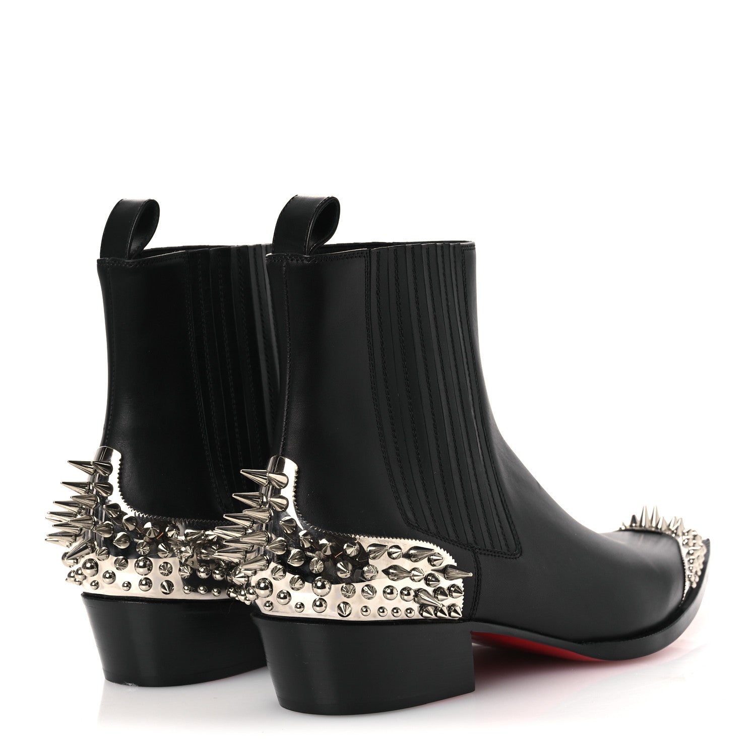 Christian Louboutin Calfskin Spiked Mens Chelviss Meteor Flat Ankle Boots 43 Black 5 of 11