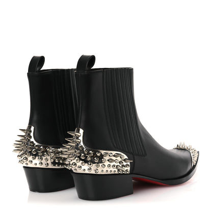 Christian Louboutin Calfskin Spiked Mens Chelviss Meteor Flat Ankle Boots 43 Black 5 of 11