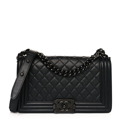 Chanel Lambskin Quilted Medium Boy Flap So Black 1 of 14