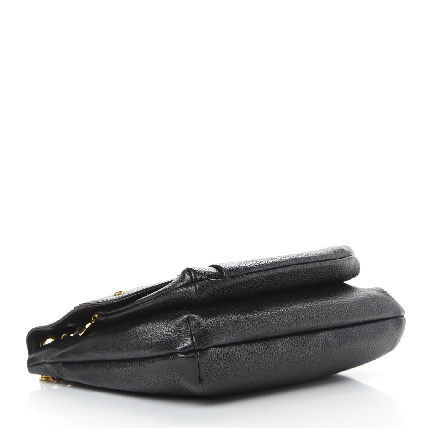 Grained Calfskin Studded Shoulder Bag Black