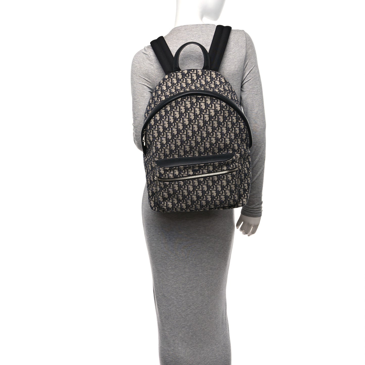 Oblique Calfskin Rider Backpack Beige Black