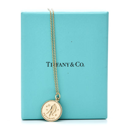 Tiffany 18K Yellow Gold Zodiac Aquarius Pendant Necklace 7 of 7