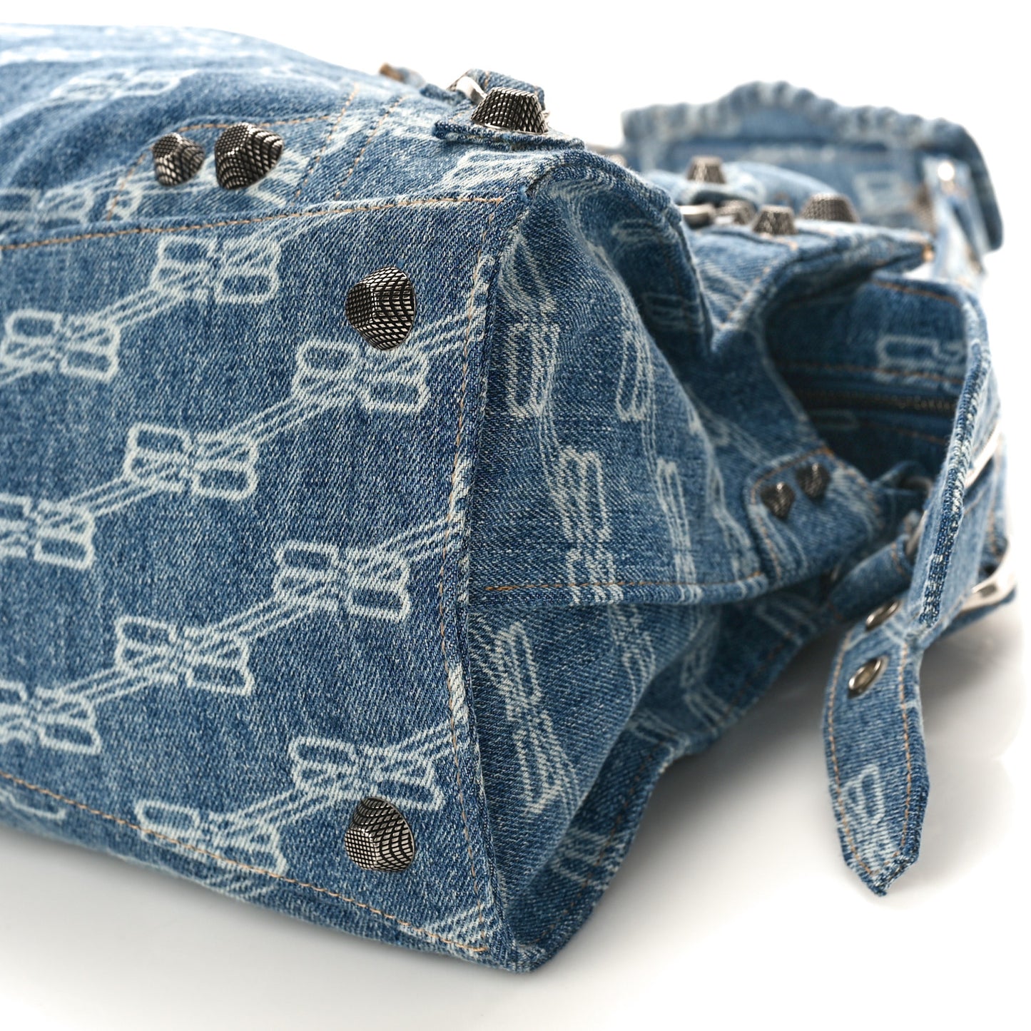 Denim BB Monogram Neo Cagole City Handbag Blue