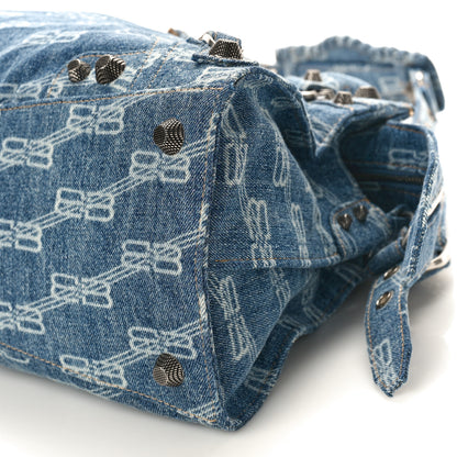 Balenciaga Denim BB Monogram Neo Cagole City Handbag Blue 9 of 12